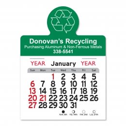 Grass Green Peel-N-Stick™ Recycling Calendar | Cheap Eco-Friendly Adhesive Calendars | Promotional Recycled Tear-Away Calendars 